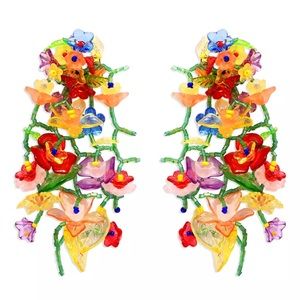 NEW Zara Colorful Cascading Flower Earrings